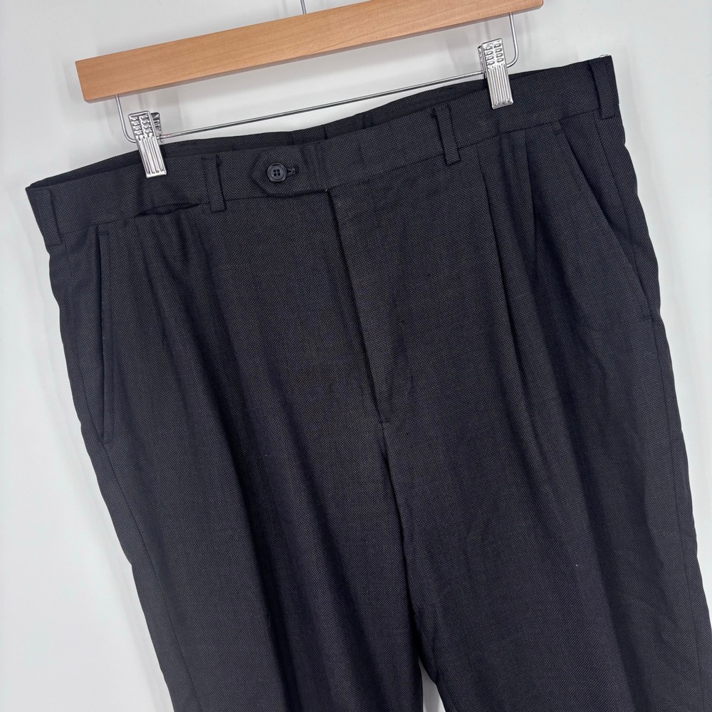 Vintage Burberry Pleated Cuffed Dress Pants Mens 36x28 Dark Gray Tailored